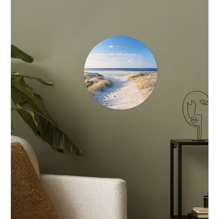Duin - Meeuw - Strand - Zee - Zon Wandcirkel behangsticker klein -sfeer2