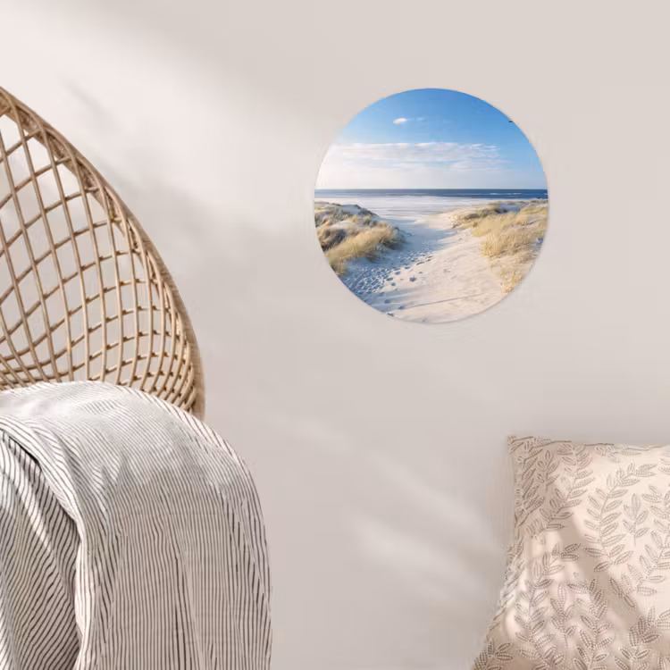 Duin - Meeuw - Strand - Zee - Zon Wandcirkel behangsticker klein -sfeer4