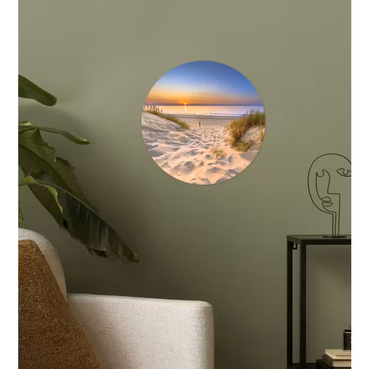 Duin - Zonsondergang - Horizon - Strand - Gras Wandcirkel behangsticker klein -sfeer2