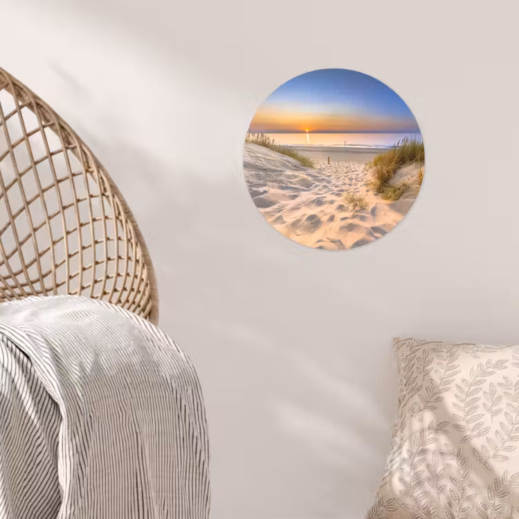 Duin - Zonsondergang - Horizon - Strand - Gras Wandcirkel behangsticker klein -sfeer4