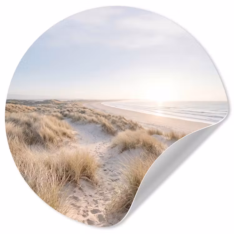 Duinen - Strand - Beige Wandcirkel behangsticker klein -3d