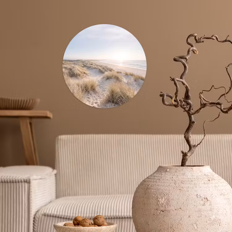 Duinen - Strand - Beige Wandcirkel behangsticker klein -sfeer1