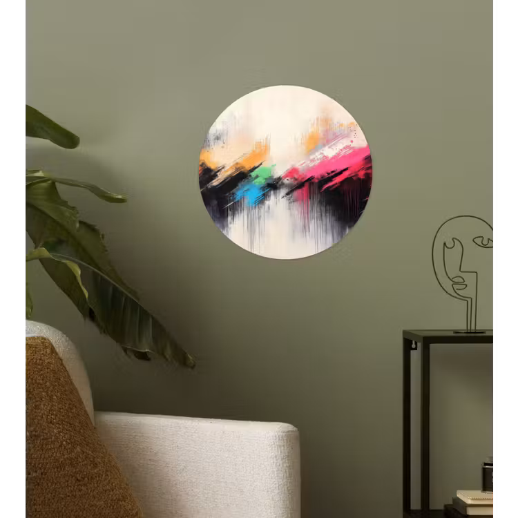 Dynamisch - Abstract - Kleurrijk - Zwart Wandcirkel behangsticker klein -sfeer2