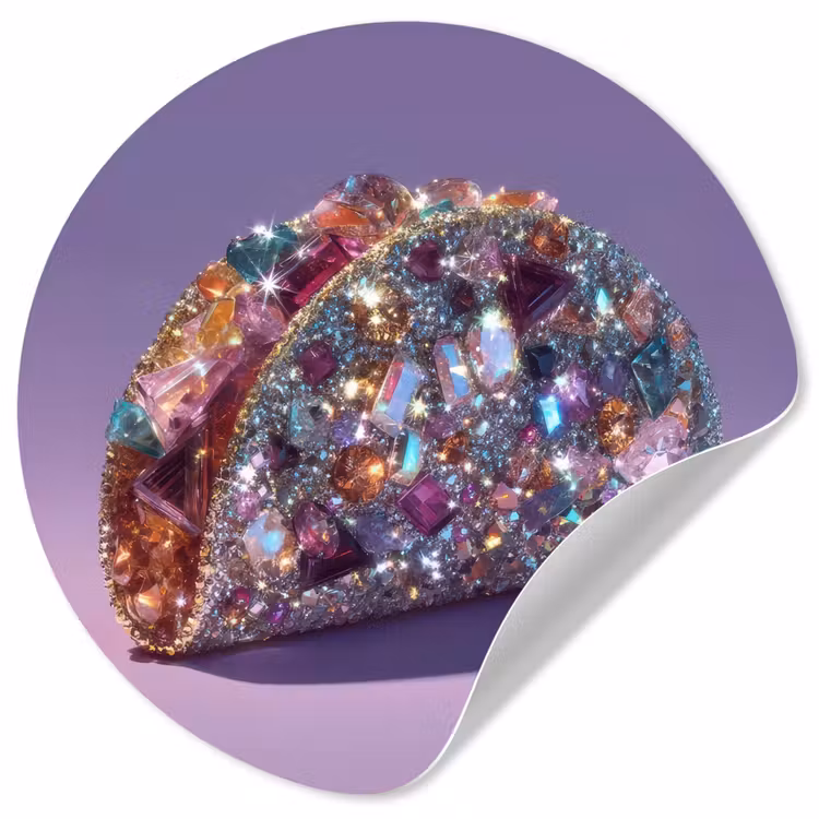 Edelstenen - Glitters - Paars - Kleurrijk Wandcirkel behangsticker klein -3d