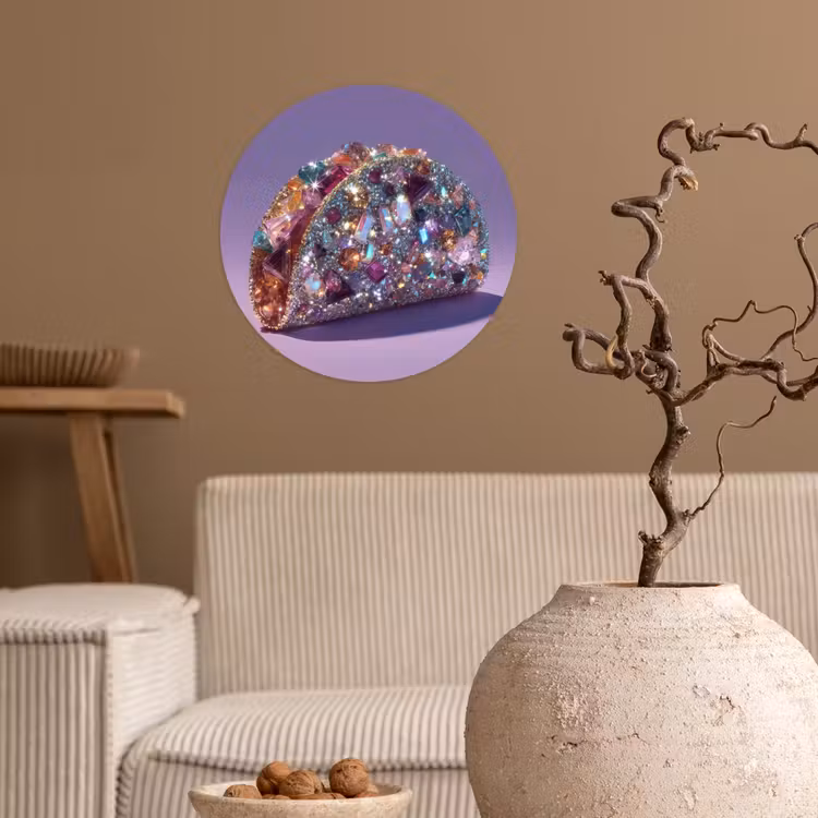 Edelstenen - Glitters - Paars - Kleurrijk Wandcirkel behangsticker klein -sfeer1