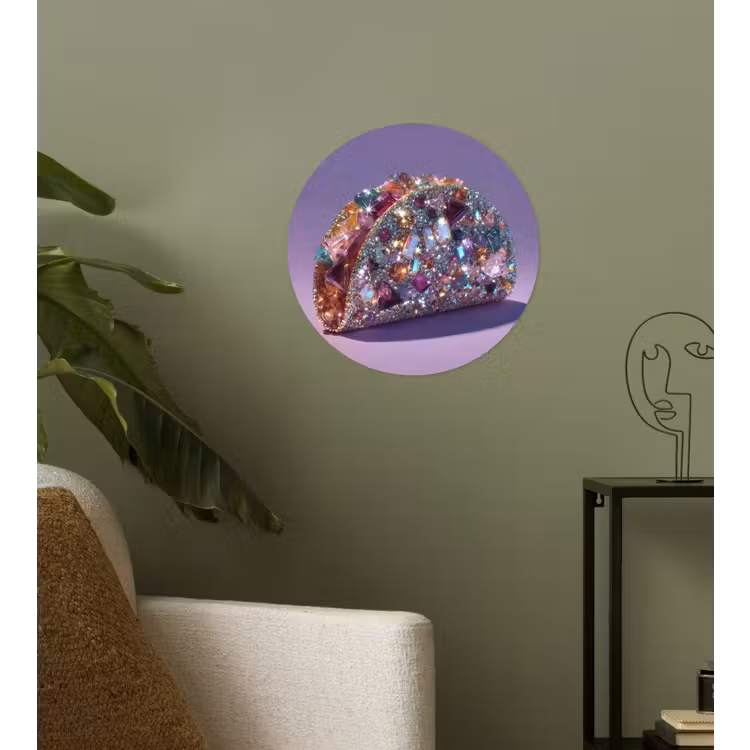 Edelstenen - Glitters - Paars - Kleurrijk Wandcirkel behangsticker klein -sfeer2