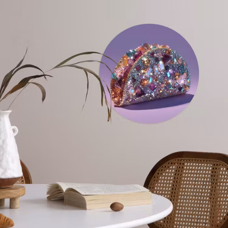 Edelstenen - Glitters - Paars - Kleurrijk Wandcirkel behangsticker klein -sfeer3
