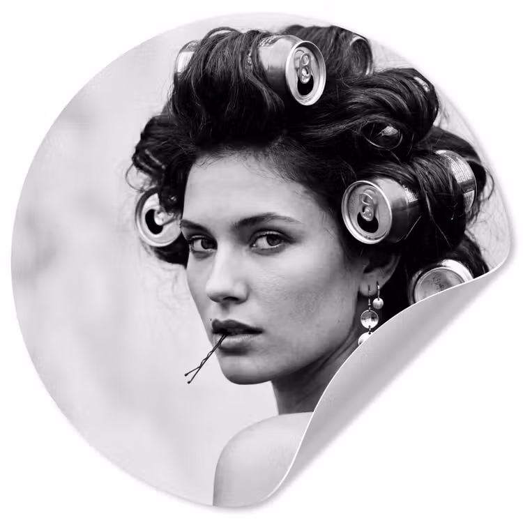 Edgy - Vrouw - Zwart - Wit Wandcirkel behangsticker klein -3d