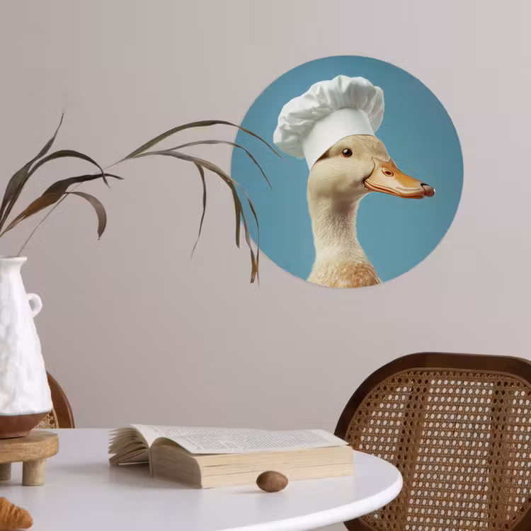 Eend - Koksmuts - Cute - Vogel Wandcirkel behangsticker klein -sfeer3