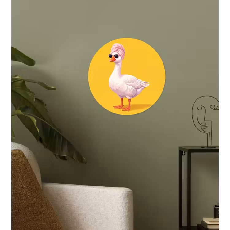 Eend - Zonnebril - Geel Wandcirkel behangsticker klein -sfeer2