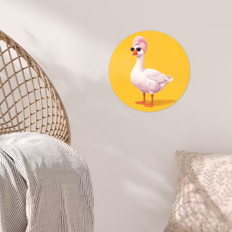 Eend - Zonnebril - Geel Wandcirkel behangsticker klein -sfeer4