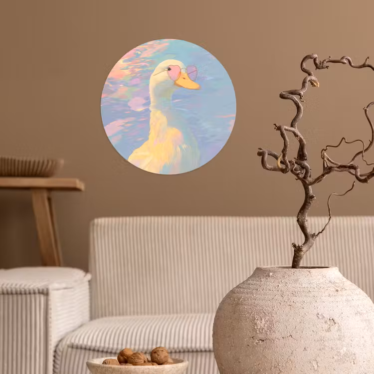 Eend - Zonnebril - Water Wandcirkel behangsticker klein -sfeer1