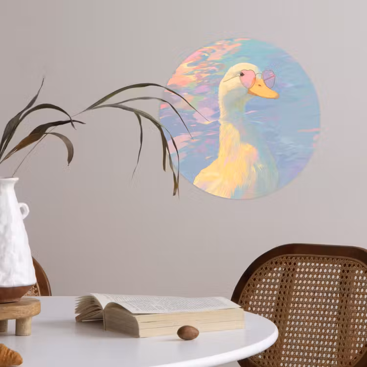 Eend - Zonnebril - Water Wandcirkel behangsticker klein -sfeer3