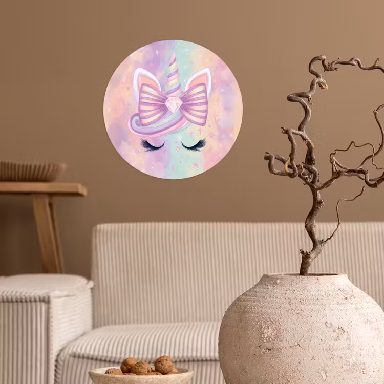 Eenhoorn - Glitters - Regenboog - Pastel Wandcirkel behangsticker klein -sfeer1