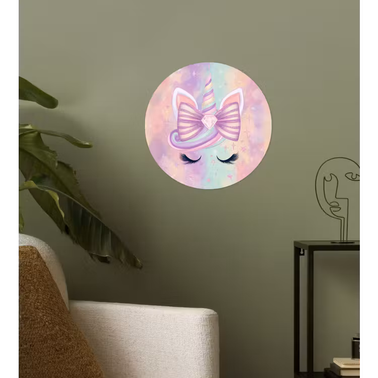 Eenhoorn - Glitters - Regenboog - Pastel Wandcirkel behangsticker klein -sfeer2