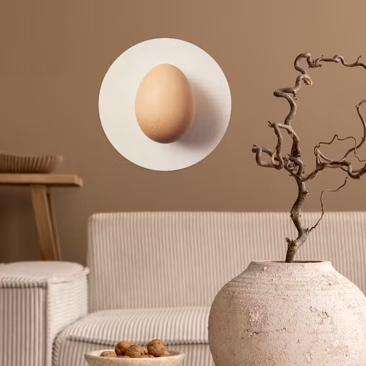 Ei - Beige - Ovaal - Egaal Wandcirkel behangsticker klein -sfeer1