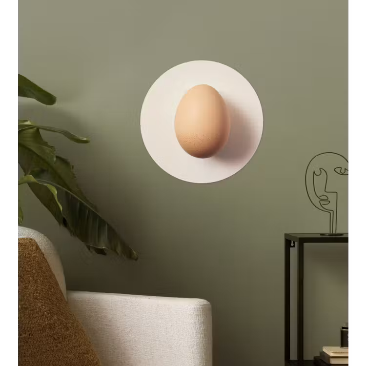 Ei - Beige - Ovaal - Egaal Wandcirkel behangsticker klein -sfeer2