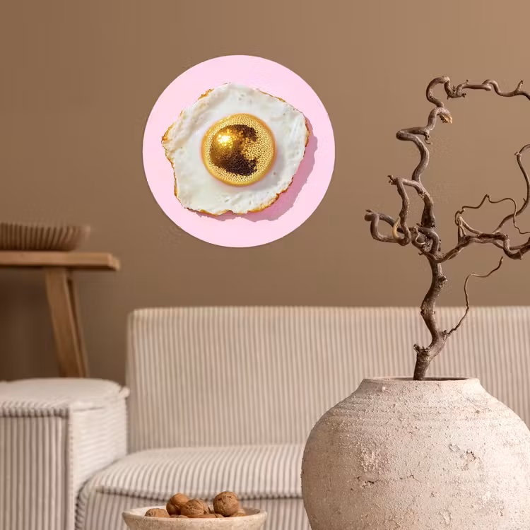 Ei - Disco - Ontbijt - Glitter Wandcirkel behangsticker klein -sfeer1