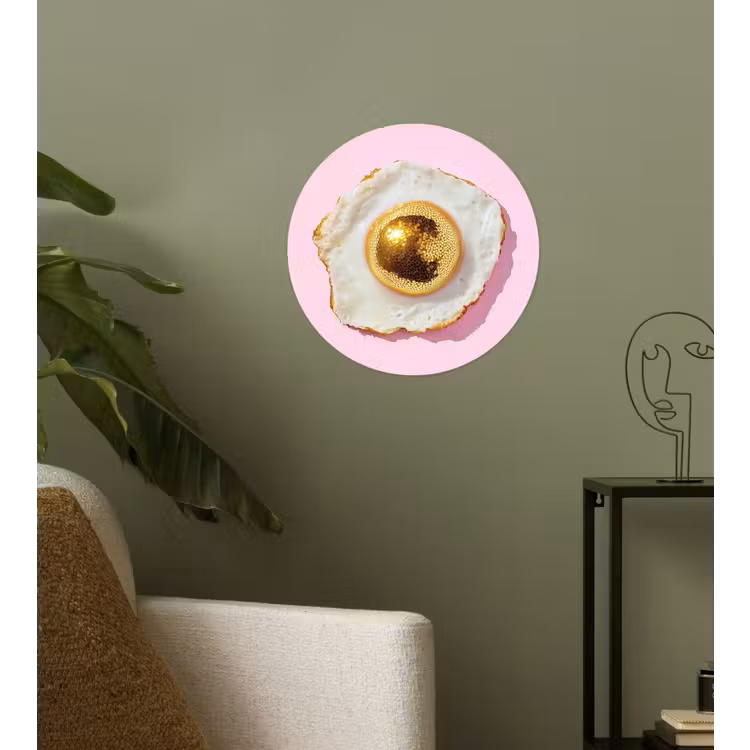 Ei - Disco - Ontbijt - Glitter Wandcirkel behangsticker klein -sfeer2
