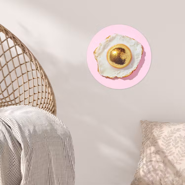 Ei - Disco - Ontbijt - Glitter Wandcirkel behangsticker klein -sfeer4