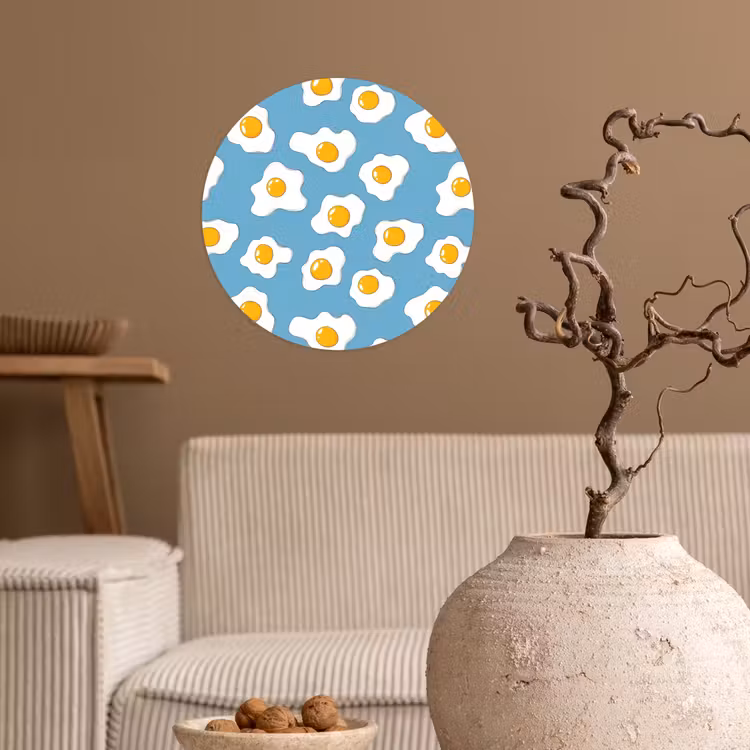 Eieren - Dooiers - Blauw Wandcirkel behangsticker klein 186 -sfeer1