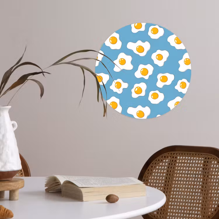 Eieren - Dooiers - Blauw Wandcirkel behangsticker klein 186 -sfeer3