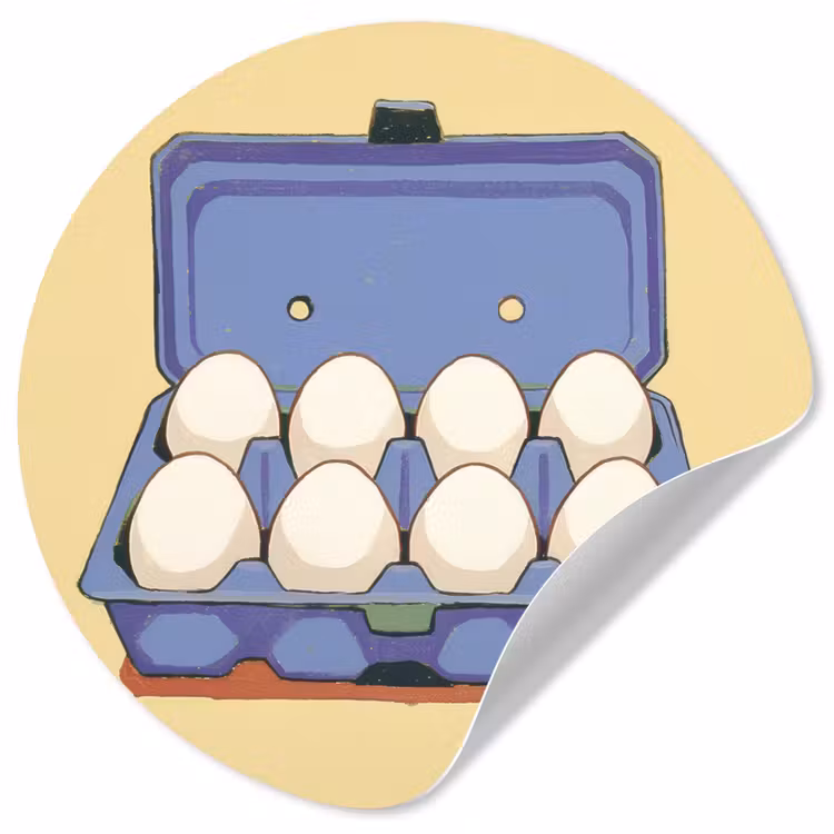 Eieren - Doos - Minimalistisch - Blauw Wandcirkel behangsticker klein -3d