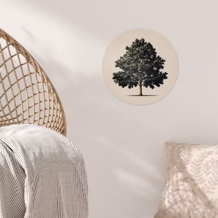 Eikenboom - Schaduw - Egaal Wandcirkel behangsticker klein -sfeer4
