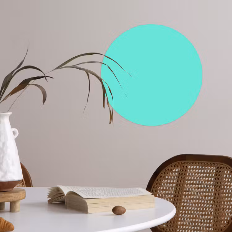 Electric - Cyan - Turkoois Wandcirkel behangsticker klein 186 -sfeer3