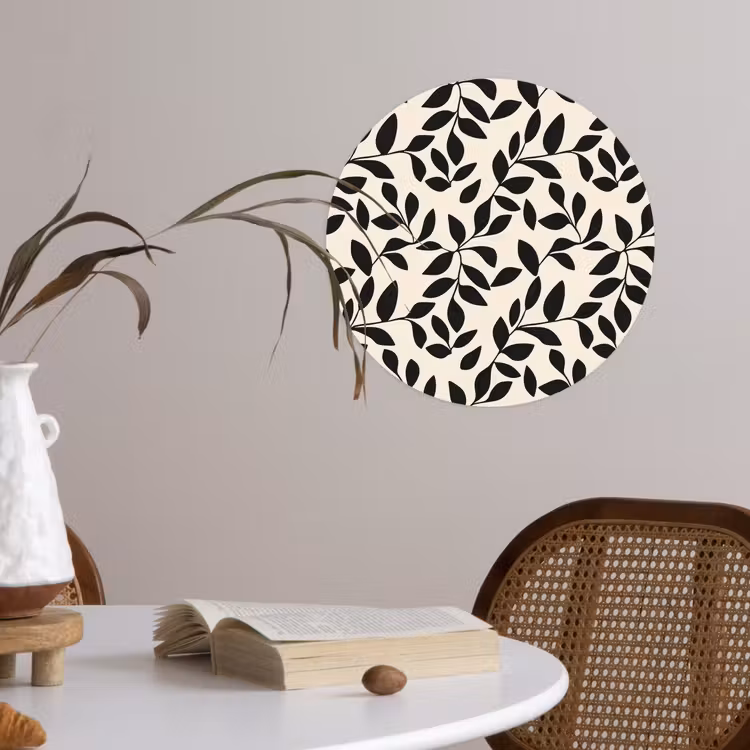 Elegant - Patroon - Zwart - Beige Wandcirkel behangsticker klein 186 -sfeer3
