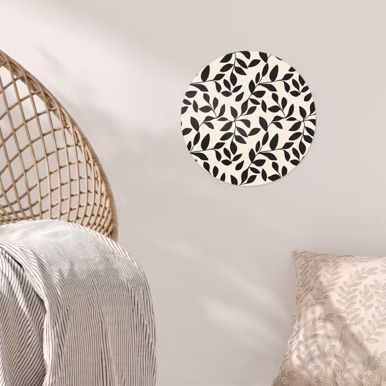 Elegant - Patroon - Zwart - Beige Wandcirkel behangsticker klein 186 -sfeer4