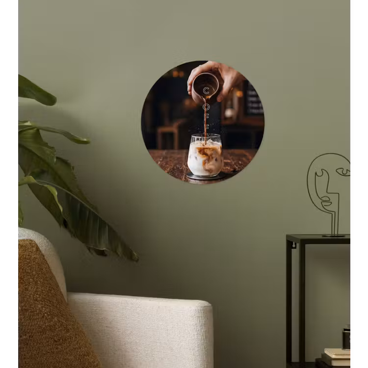 Espresso - Melk - Café Wandcirkel behangsticker klein -sfeer2