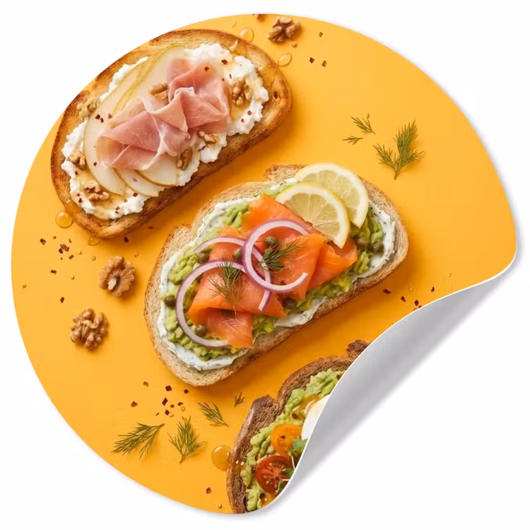 Eten - Brood - Ontbijt - Modern - Kleurrijk Wandcirkel behangsticker klein -3d