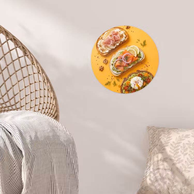 Eten - Brood - Ontbijt - Modern - Kleurrijk Wandcirkel behangsticker klein -sfeer4