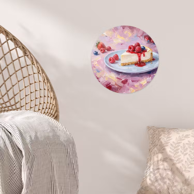 Eten - Cheesecake - Bessen - Abstract - Roze Wandcirkel behangsticker klein -sfeer4