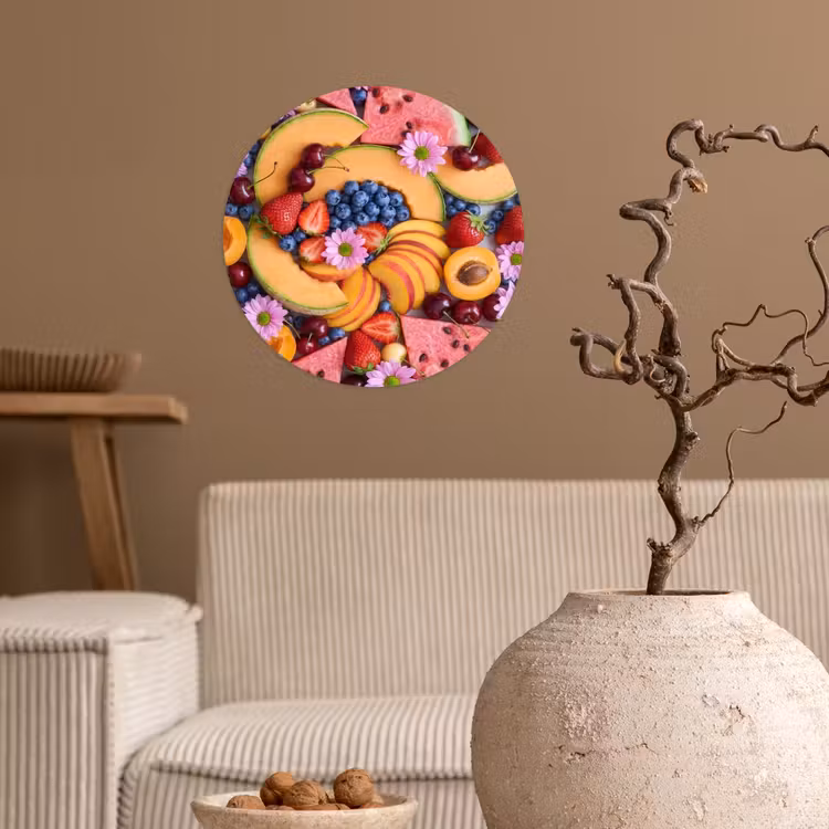 Eten - Fruit - Zomer - Kleurrijk Wandcirkel behangsticker klein -sfeer1