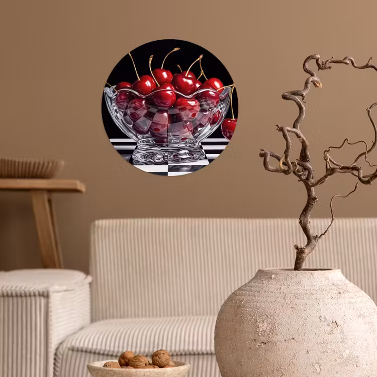 Behangcirkel - Eten - Kersen - Rood - Eten - Kersen - Rood Wandcirkel behangsticker klein