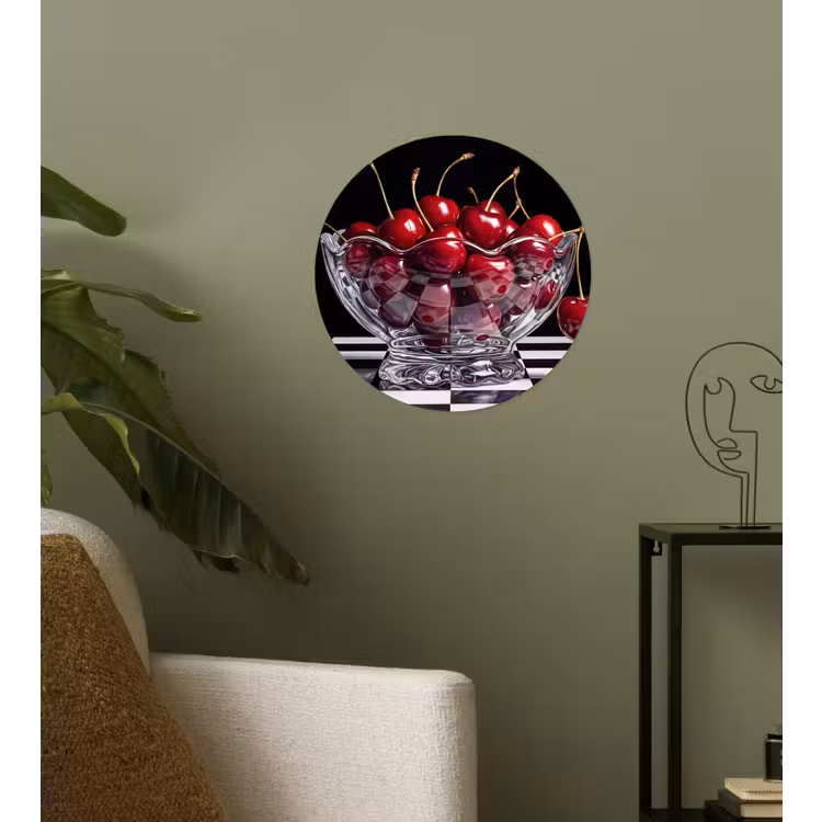 Behangcirkel - Eten - Kersen - Rood - Eten - Kersen - Rood Wandcirkel behangsticker klein