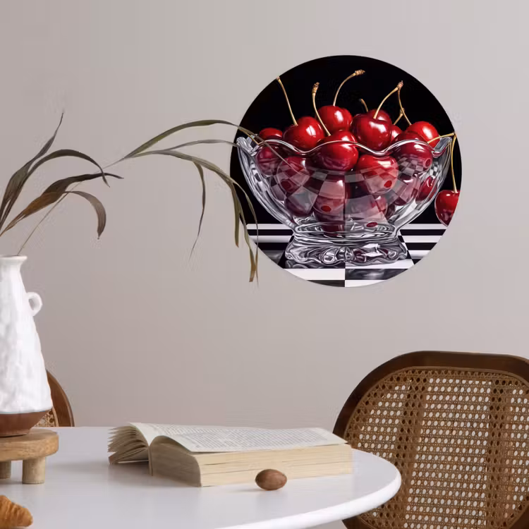 Behangcirkel - Eten - Kersen - Rood - Eten - Kersen - Rood Wandcirkel behangsticker klein