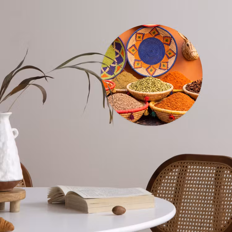 Behangcirkel - Eten - Kleurrijk - Cultuur - Eten - Kleurrijk - Cultuur Wandcirkel behangsticker klein