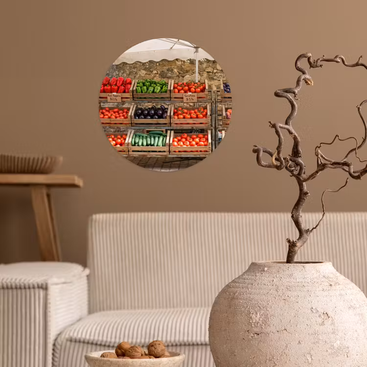 Behangcirkel - Eten - Markt - Vers - Eten - Markt - Vers Wandcirkel behangsticker klein