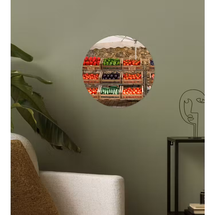 Behangcirkel - Eten - Markt - Vers - Eten - Markt - Vers Wandcirkel behangsticker klein
