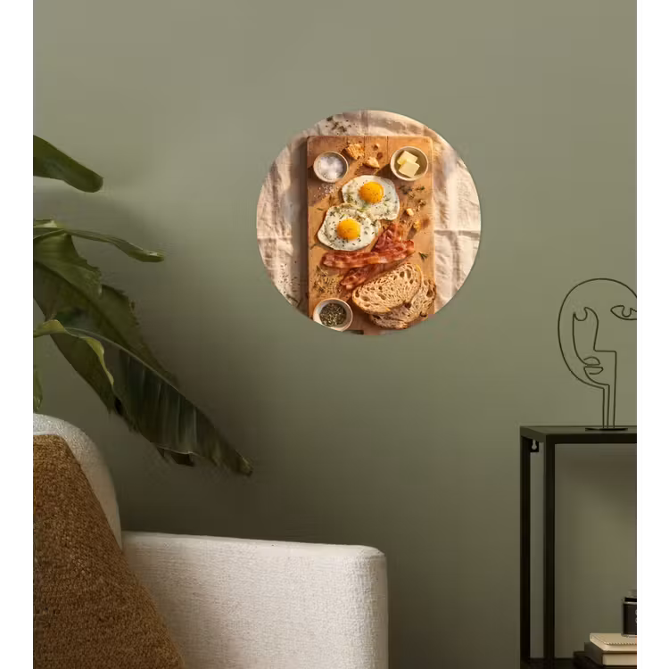 Eten - Ontbijt - Hout - Rustiek - Geel Wandcirkel behangsticker klein -sfeer2