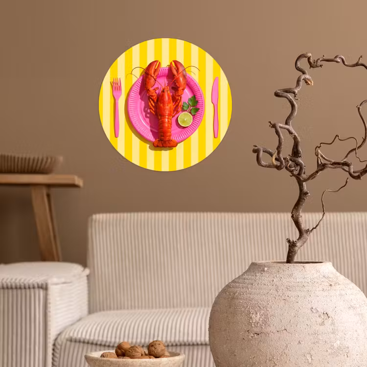 Eten - Roze - Geel - Modern - Culinaire Wandcirkel behangsticker klein -sfeer1
