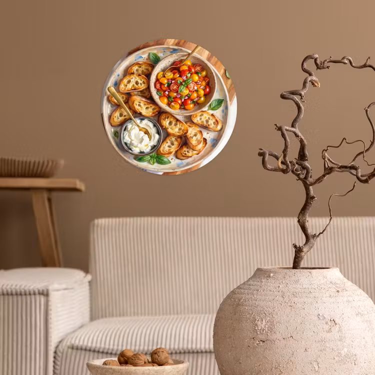 Eten - Tomaat - Brood - Kleurrijk - Keuken Wandcirkel behangsticker klein -sfeer1