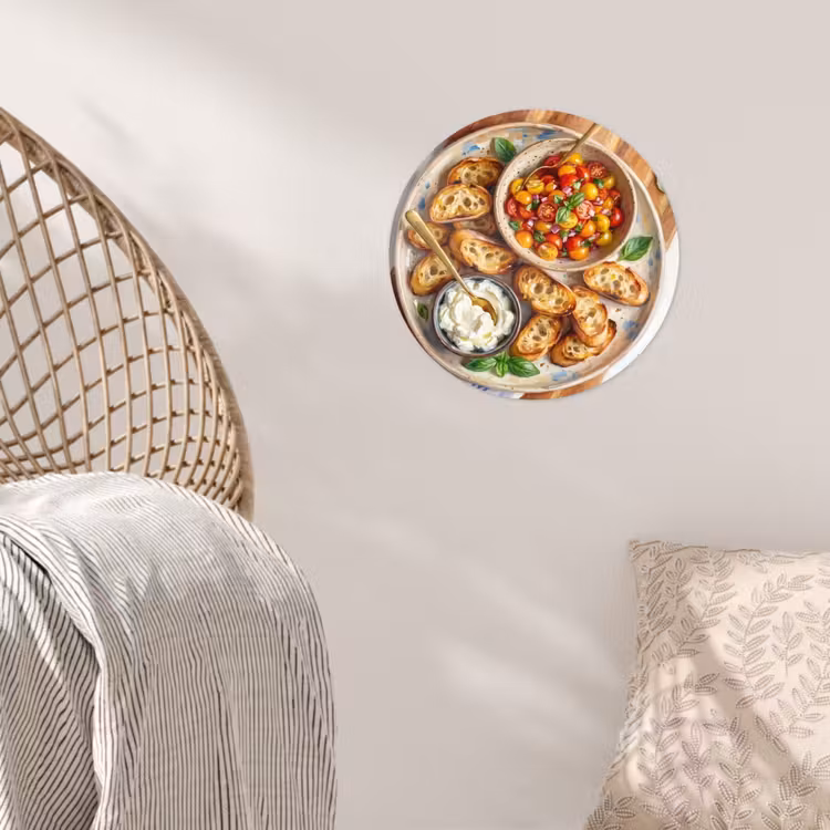 Eten - Tomaat - Brood - Kleurrijk - Keuken Wandcirkel behangsticker klein -sfeer4