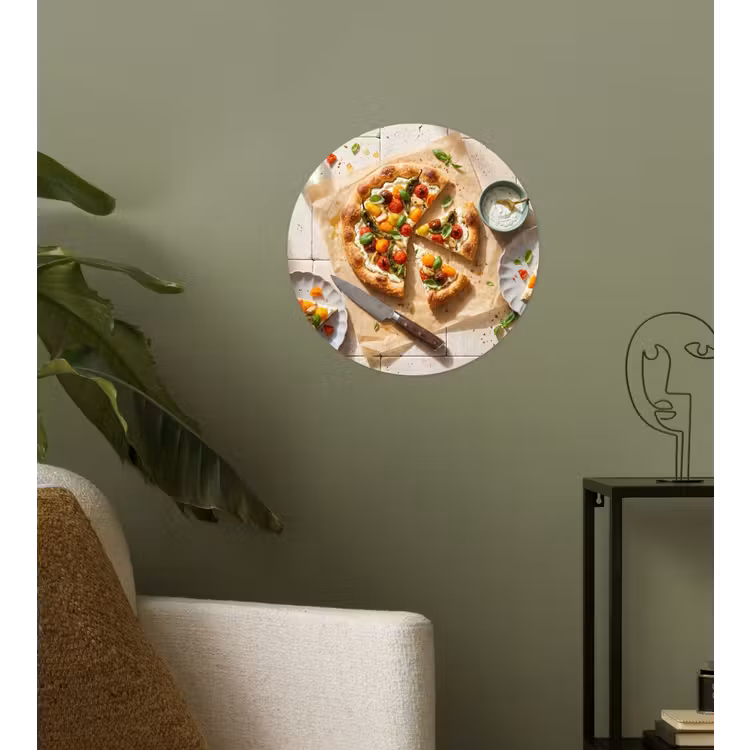 Eten - Tomaten - Basilicum - Maaltijd - Vers Wandcirkel behangsticker klein -sfeer2
