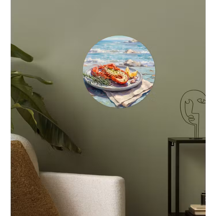 Eten - Zee - Kust - Modern - Blauw Wandcirkel behangsticker klein -sfeer2