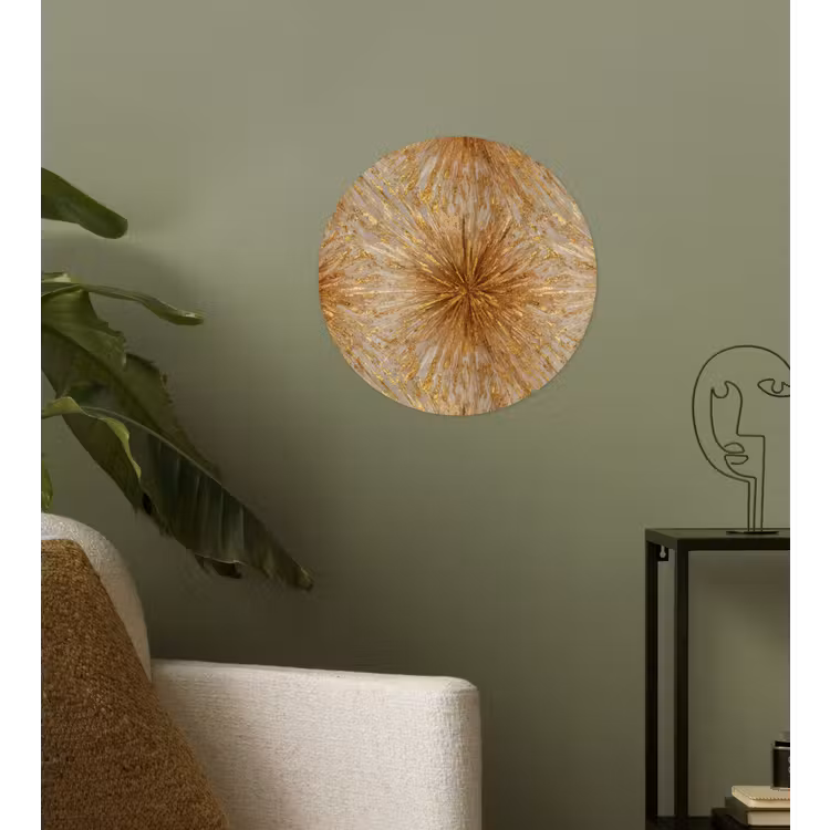 Explosie - Abstract - Goud - Wit Wandcirkel behangsticker klein 186 -sfeer2