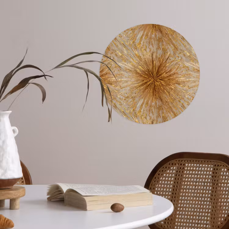 Explosie - Abstract - Goud - Wit Wandcirkel behangsticker klein 186 -sfeer3